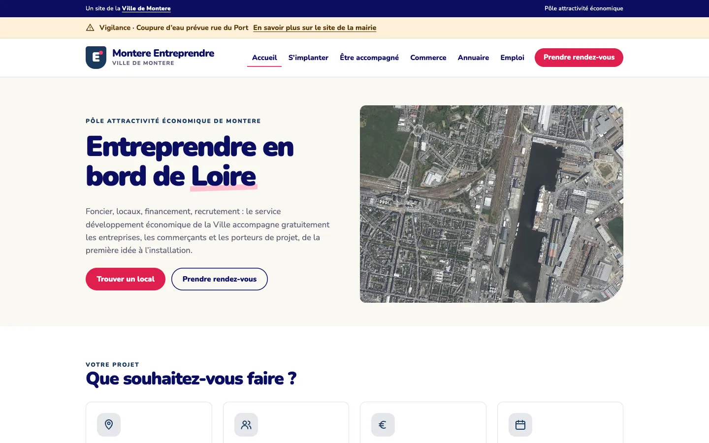 Accueil du site du pôle d'attractivité économique de Montere.