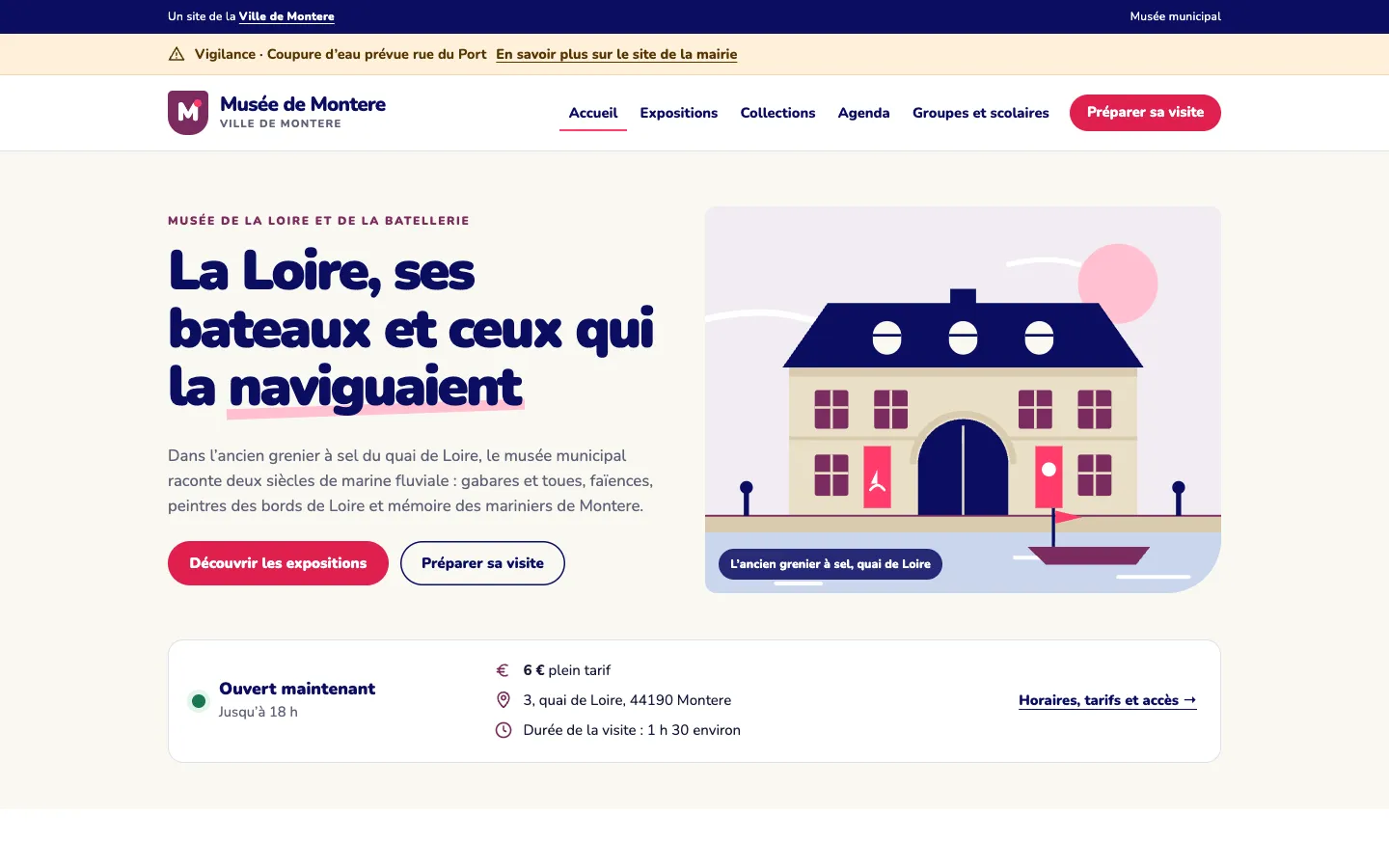 Accueil du site du musée de Montere.