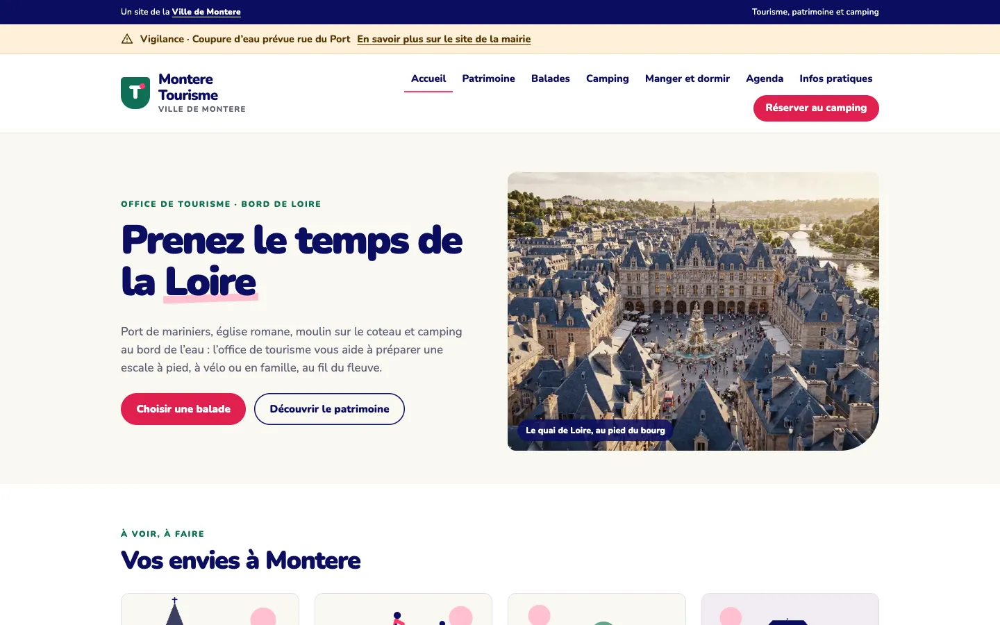 Accueil du site de l'office de tourisme de Montere.